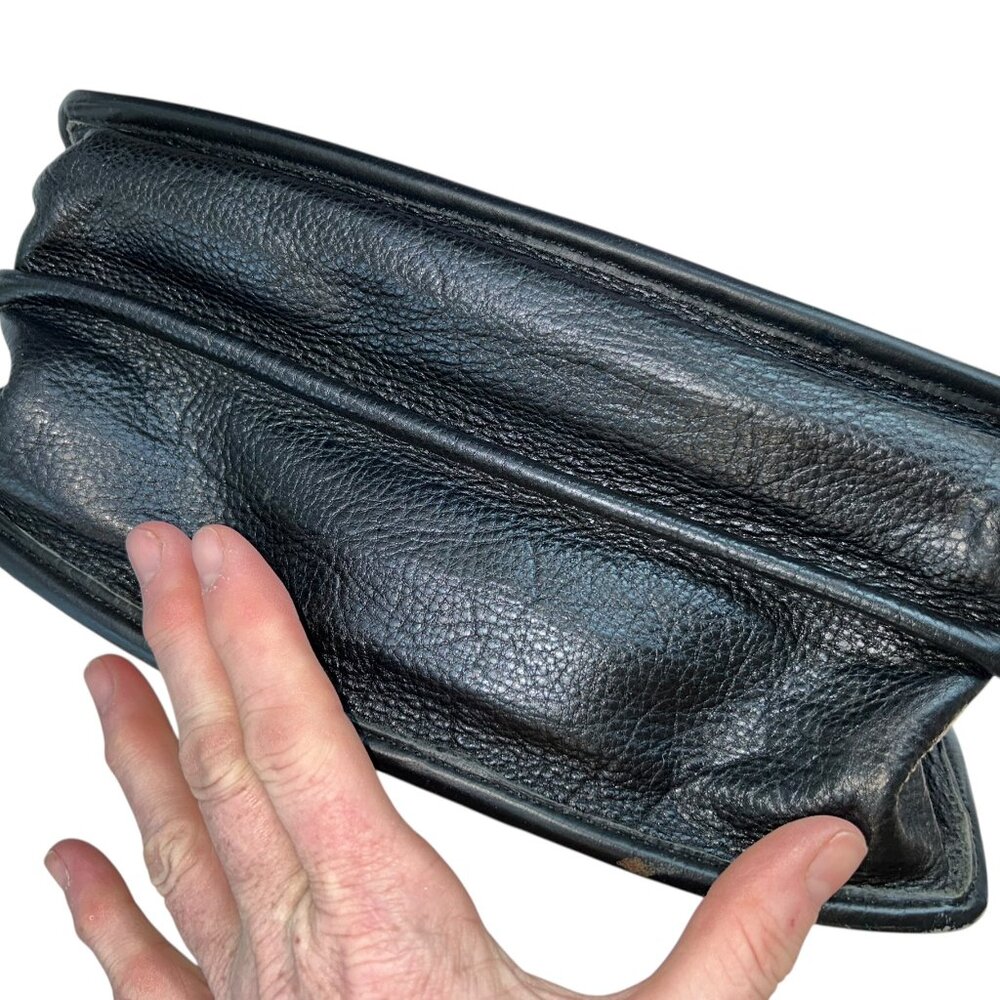 Vintage Python Snakeskin Imprint Black Leather Ta… - image 5